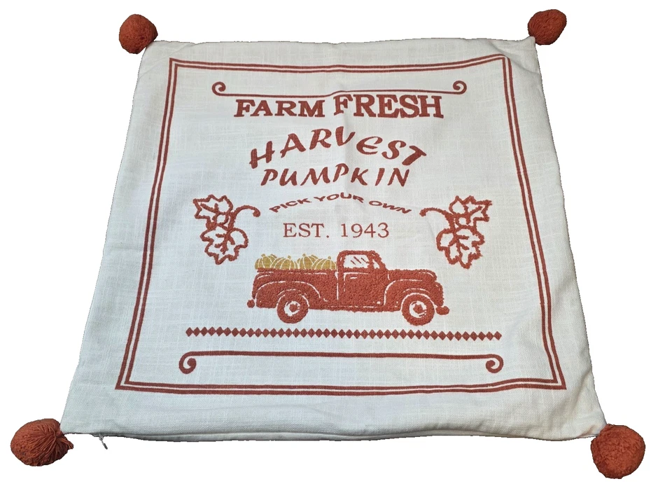 Fall Harvest Decor Set of 2 Pillow Covers ONLY 20 x 20" inch -BRAND NEW READ - Image 3 of 4