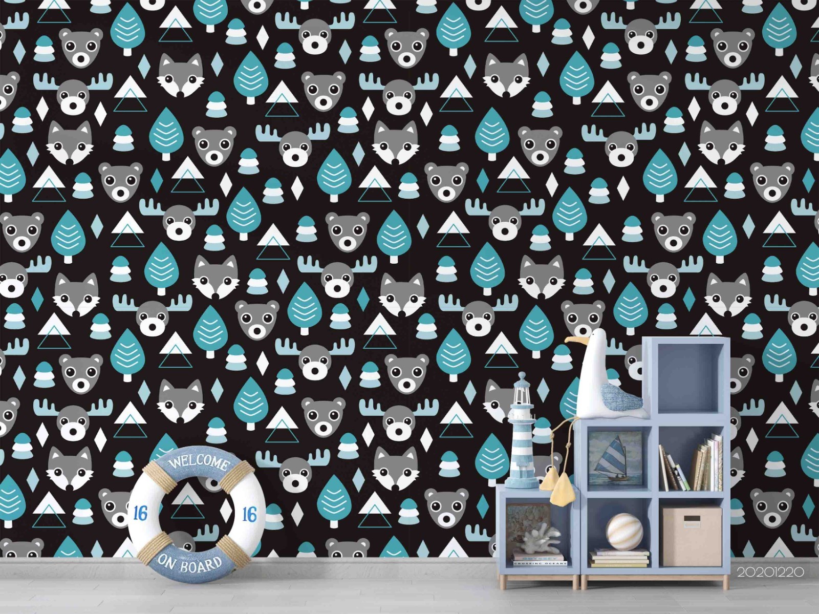 3D Deer Bear Tree Cartoon Pattern Wall Murals Wallpaper Murals Wall Sticker