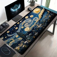 1pc Large-sized Esports Gaming Mouse Pad with Starry Night Style Art Pattern, N