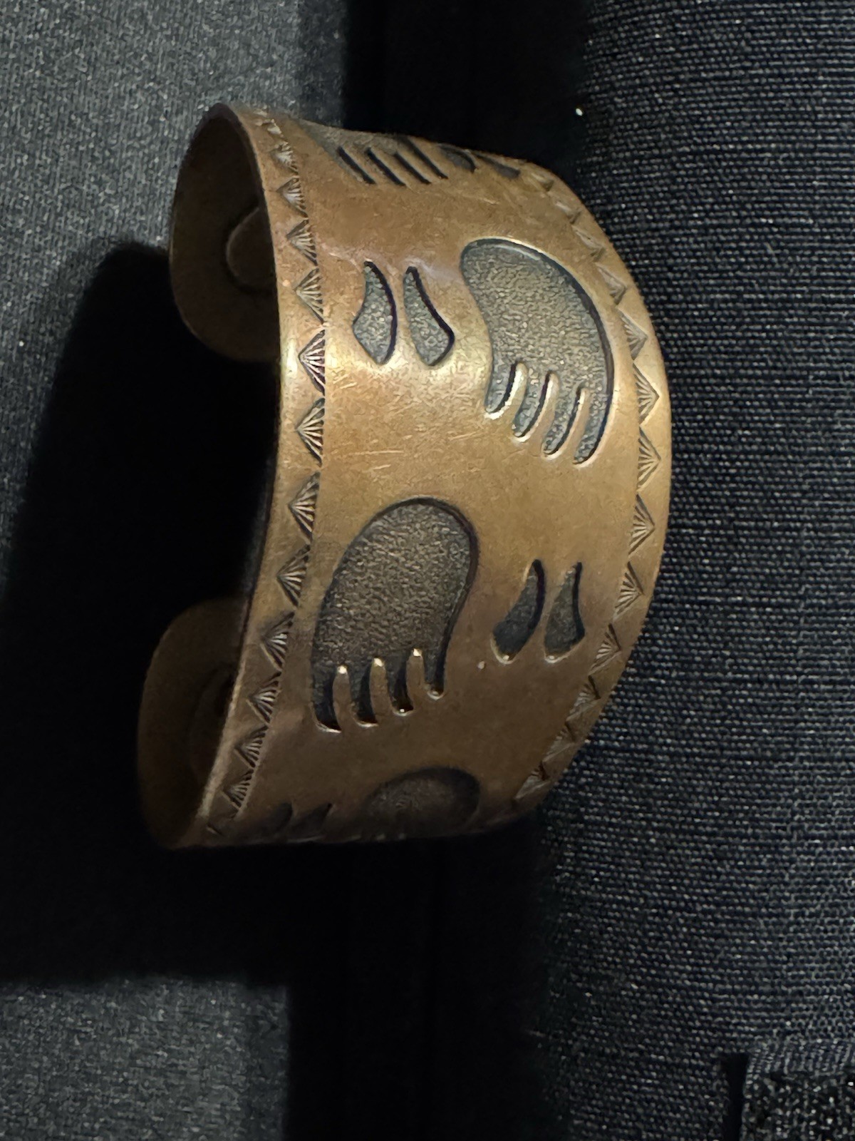 Signed Native Copper Cuff Bear Paw - image 1
