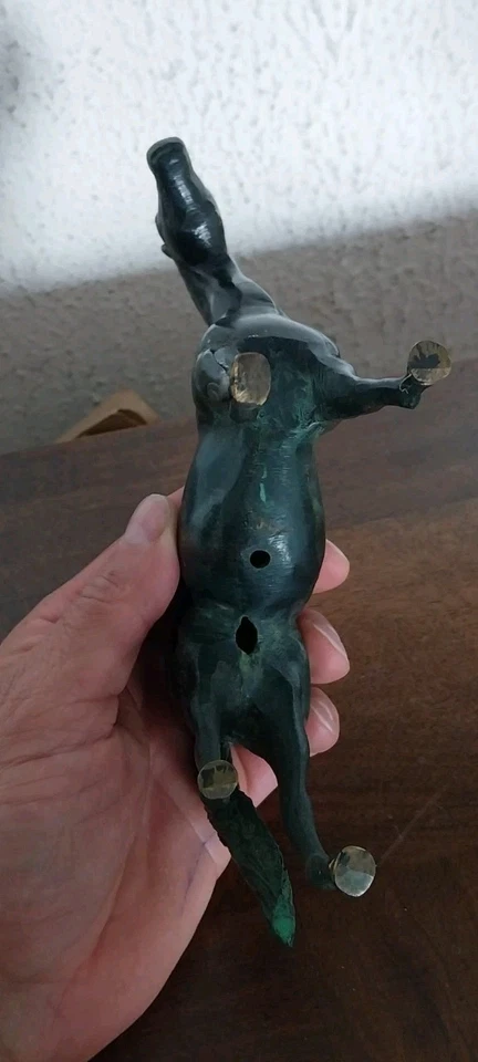 Sculpture ancienne en bronze – Cheval stylisé patine verte – 15 cm x 18 cm - Photo 3/4