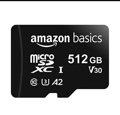 Amazon Basics Micro SDXC, 512GB, mit SD Adapter, A2, U3, Lesegeschwindigkeit bis 100