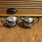 Vintage Silver Plated Creamer, And Sugar Bowl Set With Handles — photo 1
