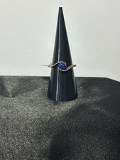 Vintage Oval Blue Lapis Ring W/ Chiseled Accents In 925 Sterling Silver Size 7