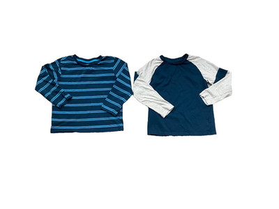 2-Boys Long Sleeve T-Shirts, Seven Oaks Blue/Gray Size 8