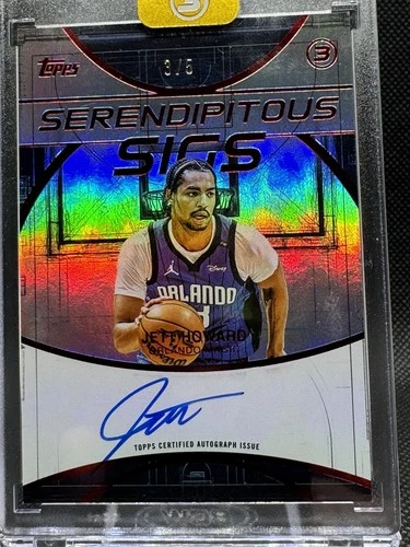JETT HOWARD 2025-26 TOPPS THREE 3 #SS-JHW SERENDIPITOUS SIGS ON CARD AUTO #3/5!