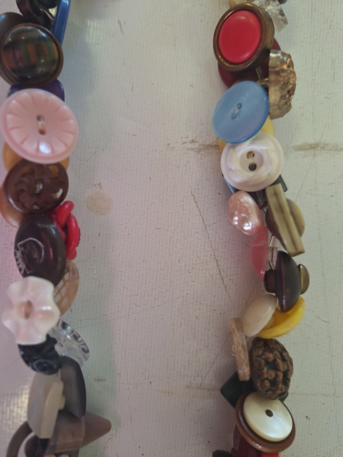 Vintage Button Necklace Dramatic Long Colorful - image 6