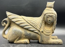 Ancient Stone Sphinx Mythical Female Headed Winged Lion Statue Near East