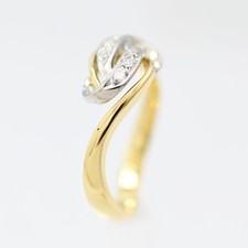 Anello Damiani in oro giallo 18 kt e oro bianco con diamanti fascia curva Ita...