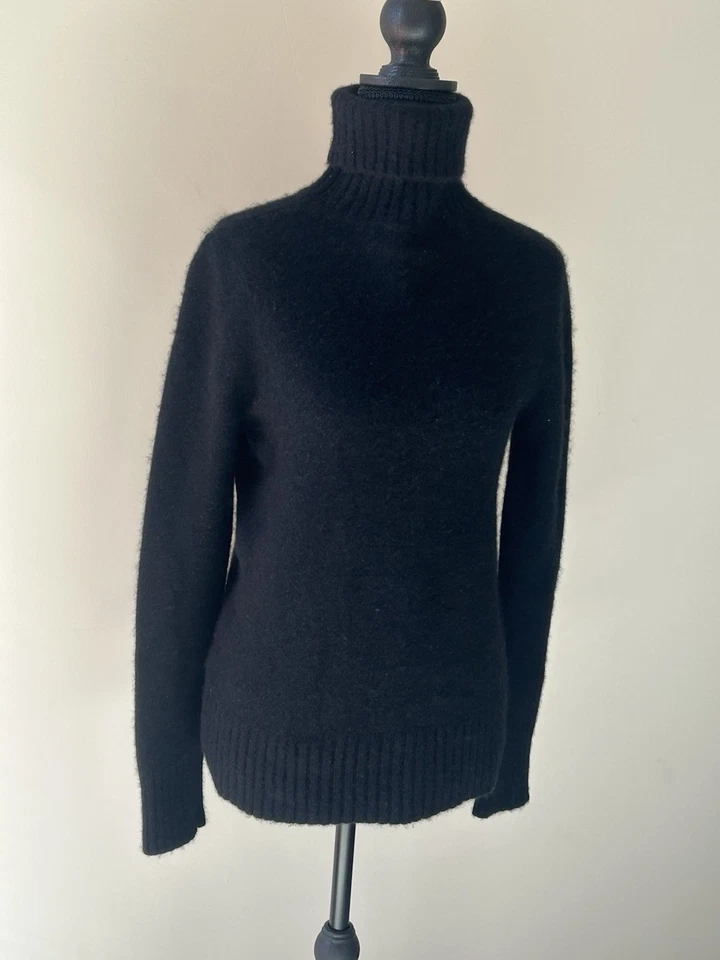 Black CASHMERE turtleneck sweater Men Women No Tag Size S/M - Image 4 of 4
