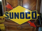 VINTAGE LARGE RARE SUNOCO GASOLINE ARROW 36" PORCELAIN METAL SIGN AUTOMOBILE