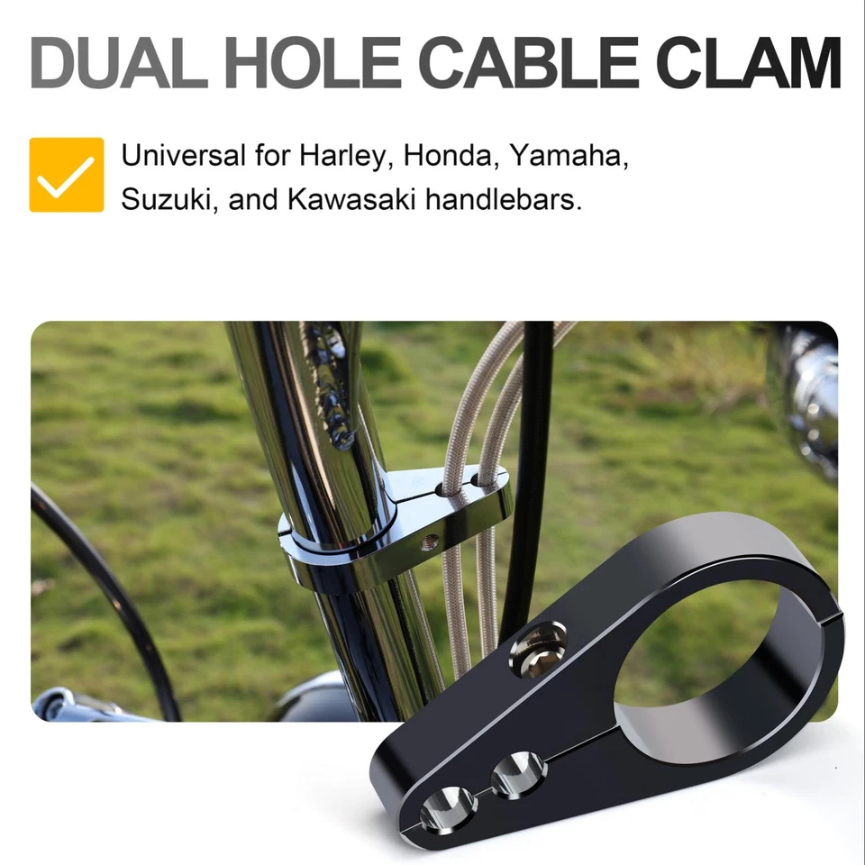Kit de abrazadera de cable de acelerador de doble orificio para manillar de 1,5" para Harley Honda Yamaha Foto 2 de 4