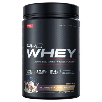 VAST Sports Pro Whey - Advanced Whey Protein Powder, 900 g Dose, Blueberry Vanil