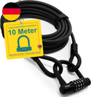 KOHLBURG 10 Meter Kabelschloss Zahlenschloss - 1000Cm Stahlseil Ummantelt Mit Kl
