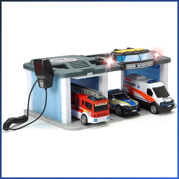 Dickie Toys Sos Rettungsstation Mit Licht & Sound, Polizei Feuerwehr Set 31X22-image