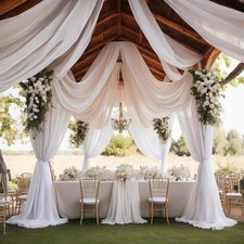 1PC Wedding Arch Draping Fabric Arch Drapery White Drapes Sheer Backdrop Curtain