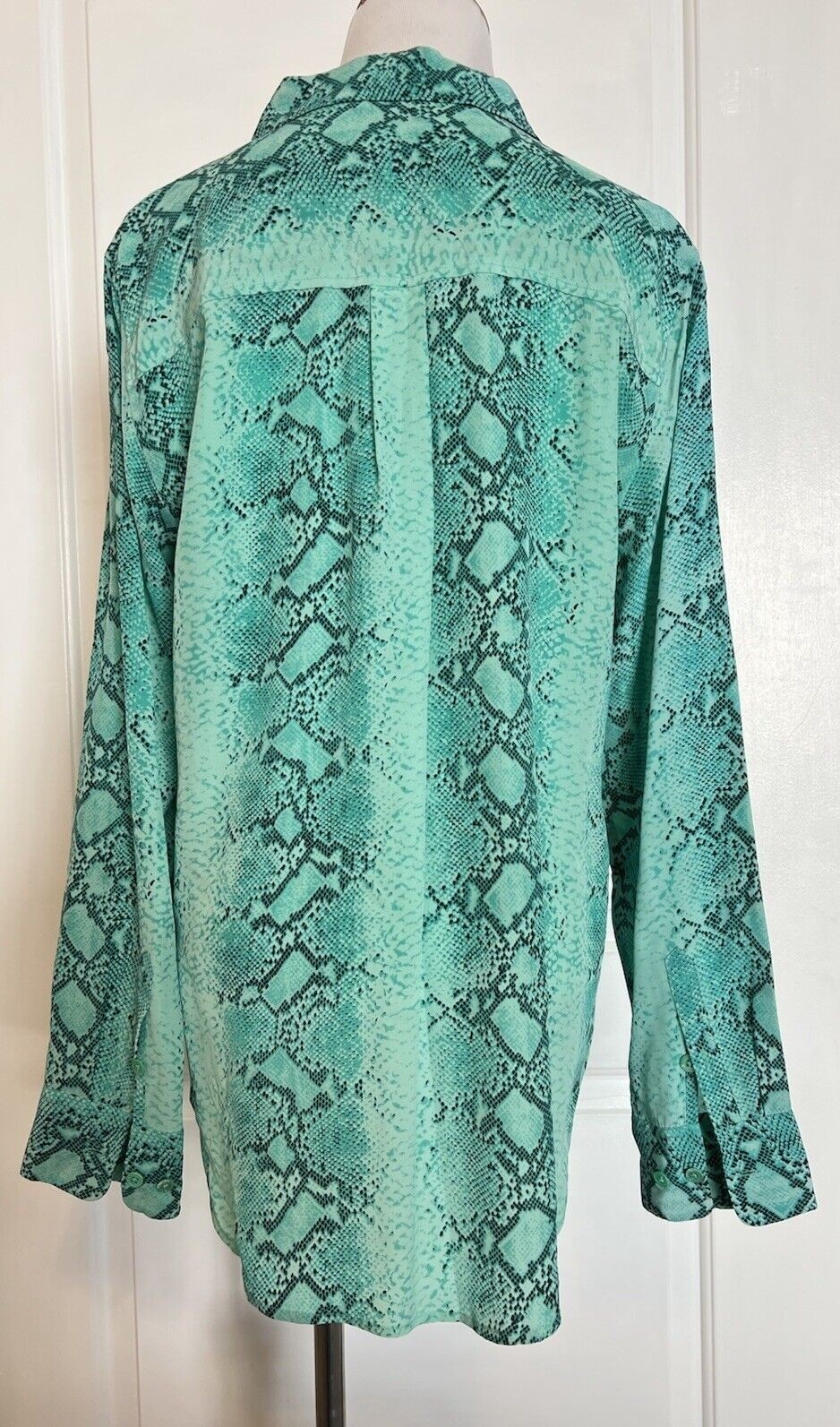 $220 EQUIPMENT Signature Python Blouse Aqua Marin… - image 6