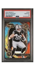 Panini 2024 Select Brock Bowers Tie-Dye Prizm #222 /25 PSA 10 Raiders RC