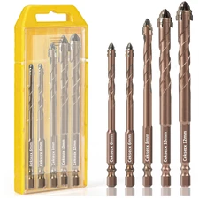 5 PCS Masonry Drill Bit Set, Professional Carbide Concrete Drill Bit Set for Con