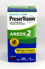 Bausch + Lomb PreserVision AREDS 2 Patented 210 SoftGels New Free Shipping 03/27