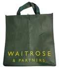 Waitrose Tote Bag Canvas Bag For Life Dark Green w/ softer fabric carry handles