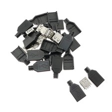 10pcs USB 2.0 Connector Type A Female Port Socket with Black Plastic Cover DI...