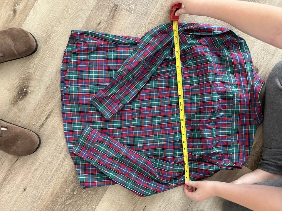 Lands’ End Kids Youth 12 No Iron Supima Plaid Button Down Shirt Red Green Blue - Image 4 of 4