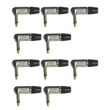 10 Pcs 1/4" Mono Male Right Angle 90 Degree Guitar Audio 6.35mm Connector Plug b
