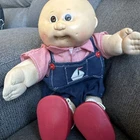 Cabbage Patch Doll 1985 Brown Eyes Missing Pacifier Red Outfit.