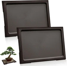 2Pcs Bonsai Pots Humidity Drip Trays, Square Plant As pictures shown, Brown 
