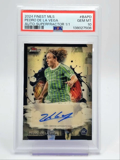 Pedro de la Vega 2024-25 Topps Finest MLS Superfractor RC Auto 1/1 PSA 10 Q0902