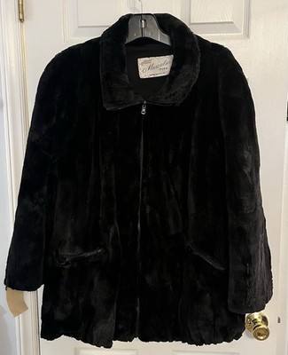 Vintage Black Sheared Beaver Fur Jacket by Muscalus Furs   Large