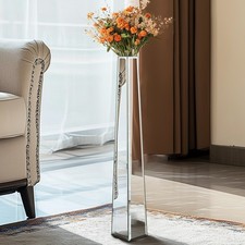 Elegant Tall Floor Vase Mirror Silver Flower Vase Geometric Clean-line Big Vases
