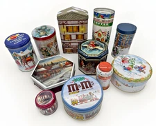 Christmas Holiday Metal Collector Tins – Your Choice Festive Storage Decor