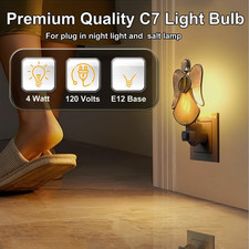 Night Light Bulbs,E12 Candelabra Base,4 Watt/C7/120V Decorative Bulb,Warm Whi...