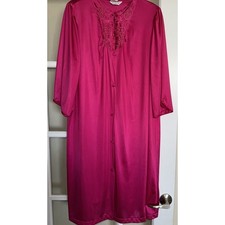 Vintage Vanity Fair Women s Med L Nightgown Robe Bright Pink Nylon Peignoir Set