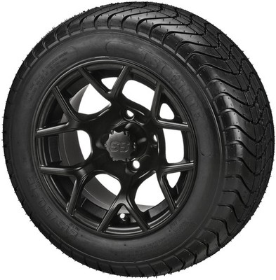 (4) Golf Cart 215/50-12 LSI Elite Street Tires on 12x7 Matte Black Ninja Wheels