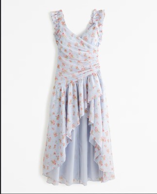 Abercrombie & Fitch NEW S Floral Maxi Dress Small Ruffle High Low Wedding  Guest | eBay