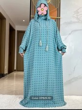 New Ramadan Muslim Two Hats Abaya Dubai Turkey Islam Prayer Clothes Solid Cotton