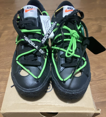 Nike Blazer Low '77 x Off-White Black/Electro Green Men's Leather DH7863-001  
