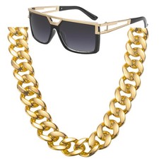 FACATH 80s 90s Hip Hop Costume Kit Jewelry Gold Chain for Women Men Gold Fake...