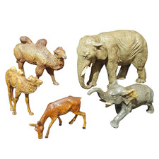 Rare Vintage 1930  s Lot 5 ELASTOLIN/LINEOL Composition Animal Figures Germany