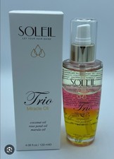 Soleil Trio Miracle Oil Coconut Rose Marula Hair Serum Shine 4.06 oz 120 ml