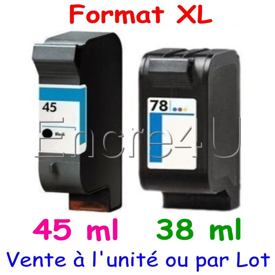 ENCRE4U Cartouches d'encre compatibles DeskJet 930 932 935 940 950 ( HP 45 XL HP 78 XL )