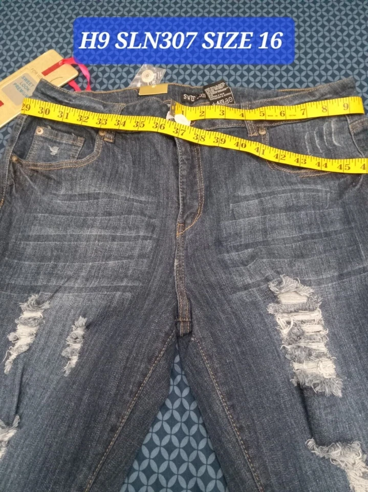 50 % OFF JEANS DENIM BLUE STRETCH WAIST 37 iN H9  SLN307 SIZE 16, REGULAR RIPPED - Image 2 of 4