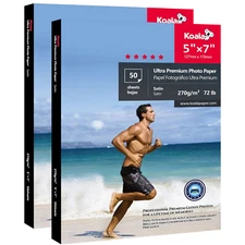 Koala Ultra Premium Photo Paper 5x7 Satin 72lb Semi Gloss 50 Sheets Inkjet Epson