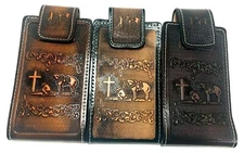 PRAYING COWBOY WESTERN LEATHER PHONE CASE, FUNDA VAQUERA DE CUERO