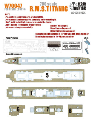 Hunter 1/700 W70047 Holzdeck RMS Titanic für Revell