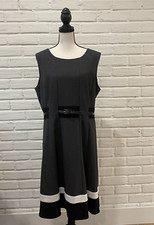 Calvin Klein Womens Gray Sleeveless Round Neck Back Zip Lined A-Line Dress - 14