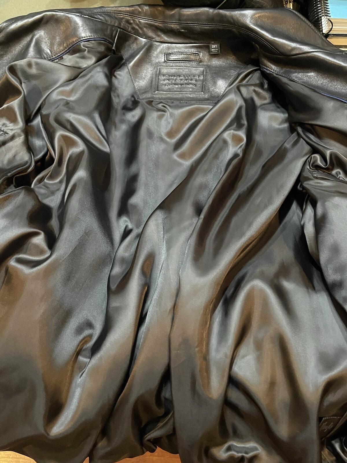Leather Jacket (Premium - Lambskin) BLACK Men’s  Roundtree  & York,  SIZE 2XT image 7